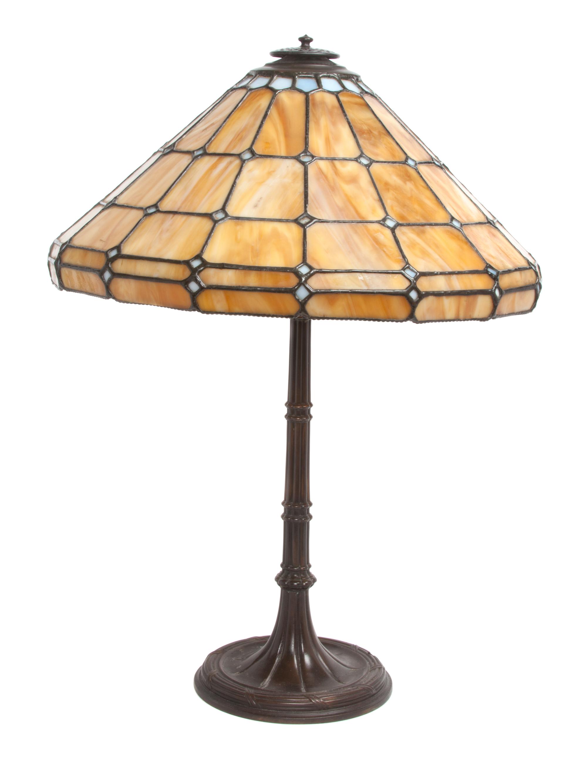 An American Leaded Glass Lamp Diameter of shade 17 x height overall 24 inches. — 2ND HALF 20TH CENTURY