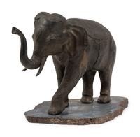 A Cast Metal Elephant Sculpture