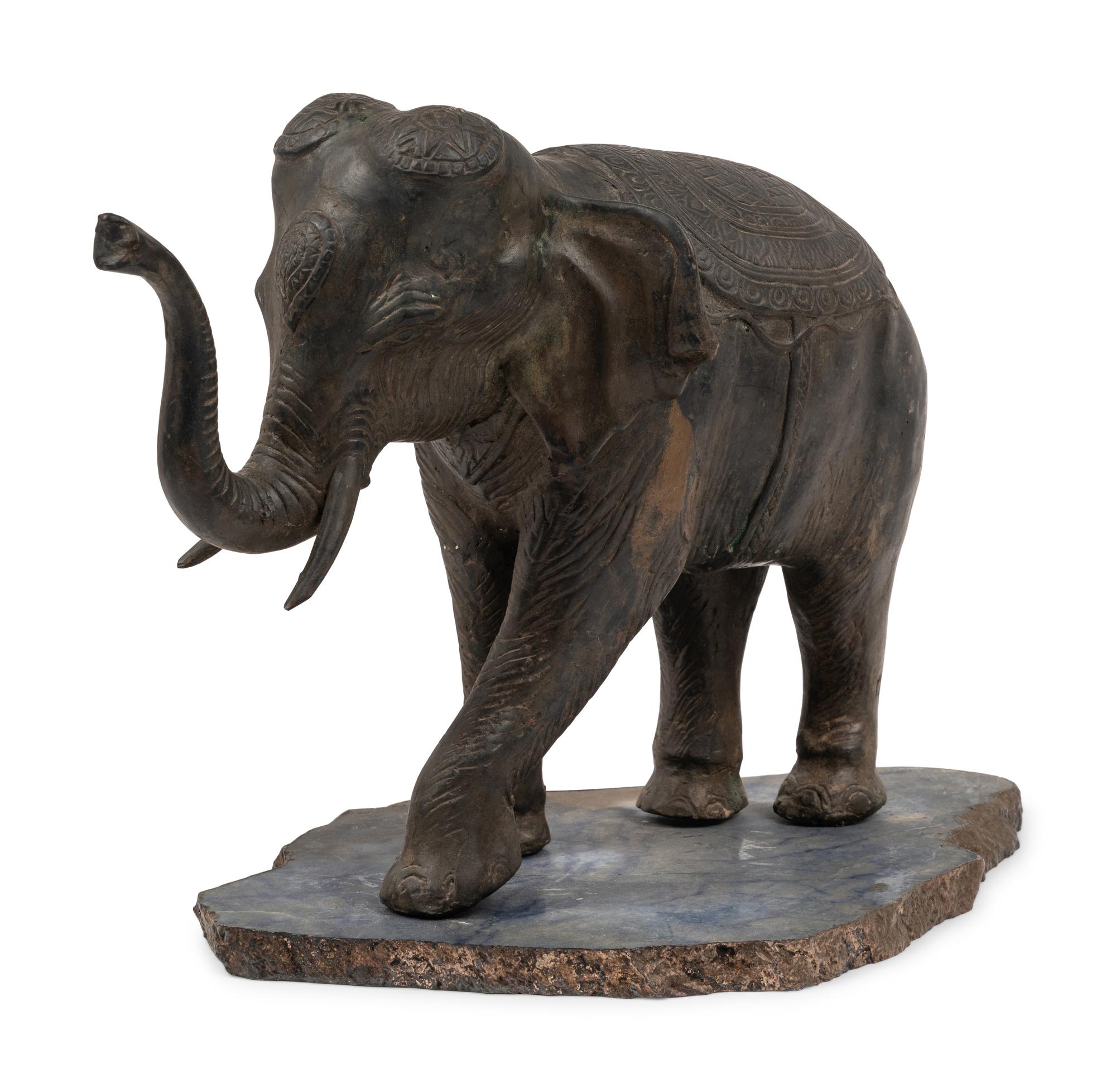 A Cast Metal Elephant Sculpture