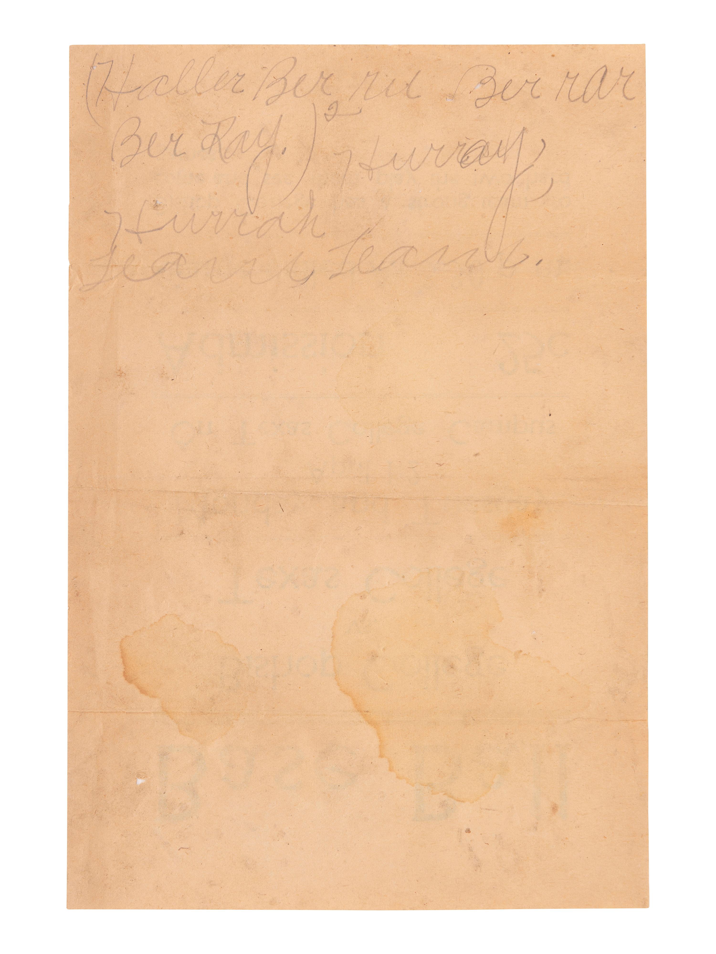 [Sports] Base Ball / Bishop College Vs. Texas College broadside with Bishop College postcard
