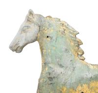 A Cast Zinc and Parcel Gilt Molded Copper Trotting Horse Weathervane