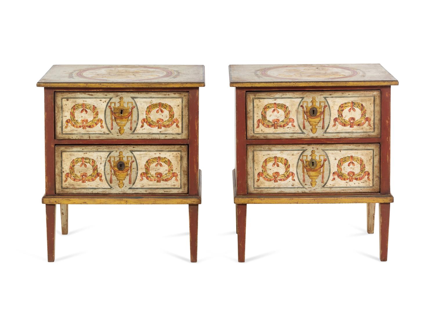 A Pair of Italian Painted Nightstands