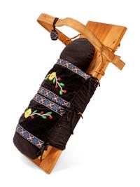 Beaded Velvet Cradle, with Bentwood Frame