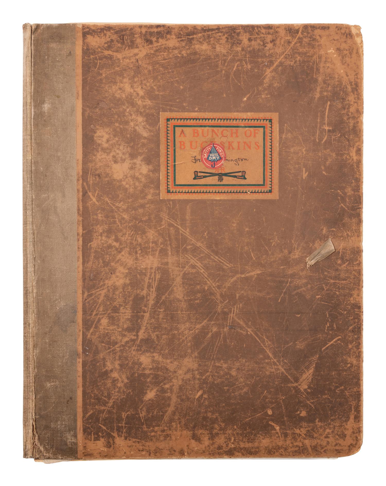 A Collection of Prints, Posters and Postcards, including ' A Bunch of Buckskins' portfolio cover, 18 reproductions of original Remington paintings and two original pages from ' A Bunch of Buckskins'