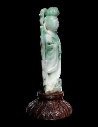 A Chinese Apple Green and Celadon Figure of Female Immortal