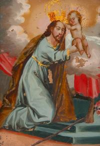 Five Continental Reverse Paintings on Glass with Religious Scenes