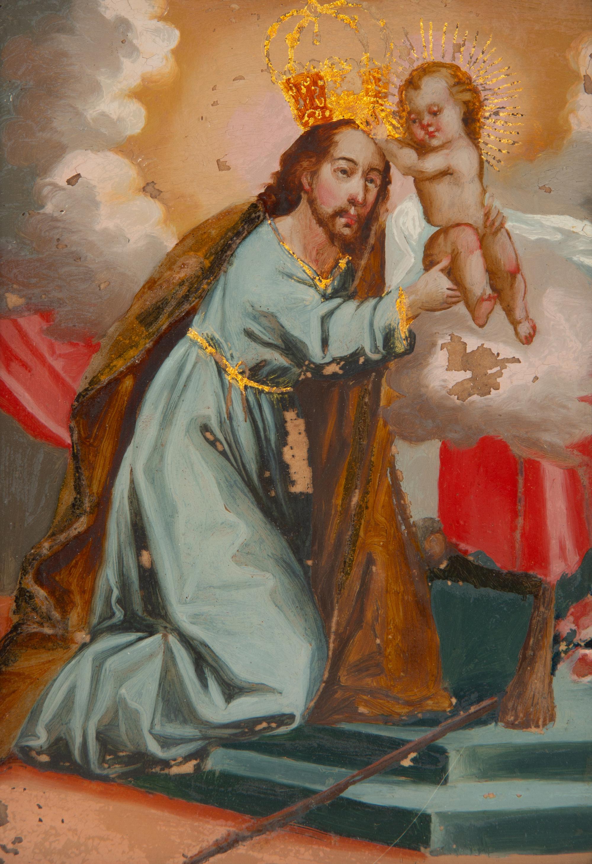 Five Continental Reverse Paintings on Glass with Religious Scenes