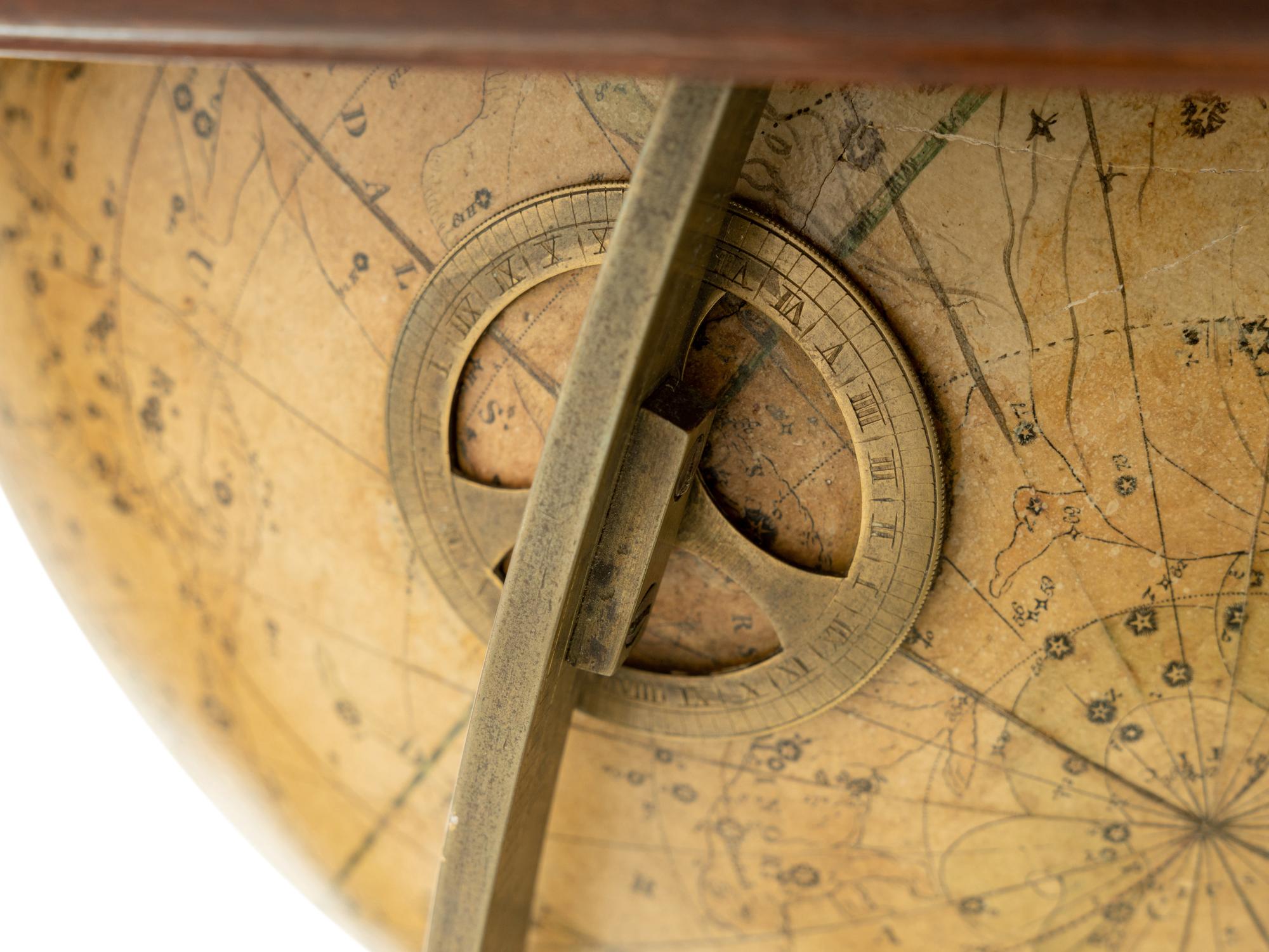 An Associated Pair of English Twelve-Inch Mahogany Celestial and Terrestrial Library Globes