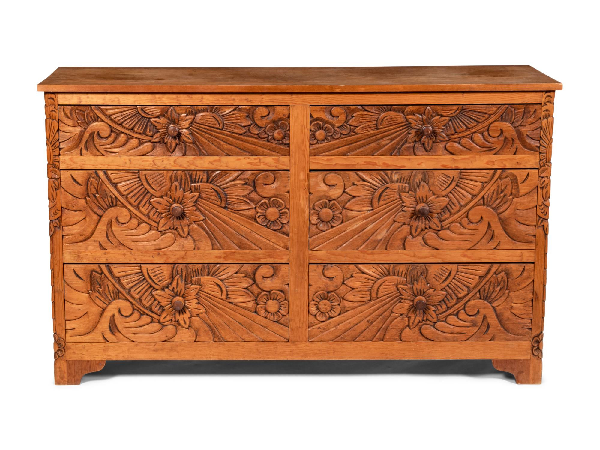 A Carved Central American Chest of Drawers