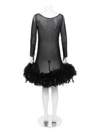 Unlabeled Mesh Dress with Feather Hem, Attributed to Pierre Cardin, 1980-2000s