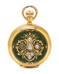 An 18 Karat Yellow Gold, Polychrome Enamel and Diamond Hunter Case Pocket Watch for the Ottoman Market, Bautte Geneve,
