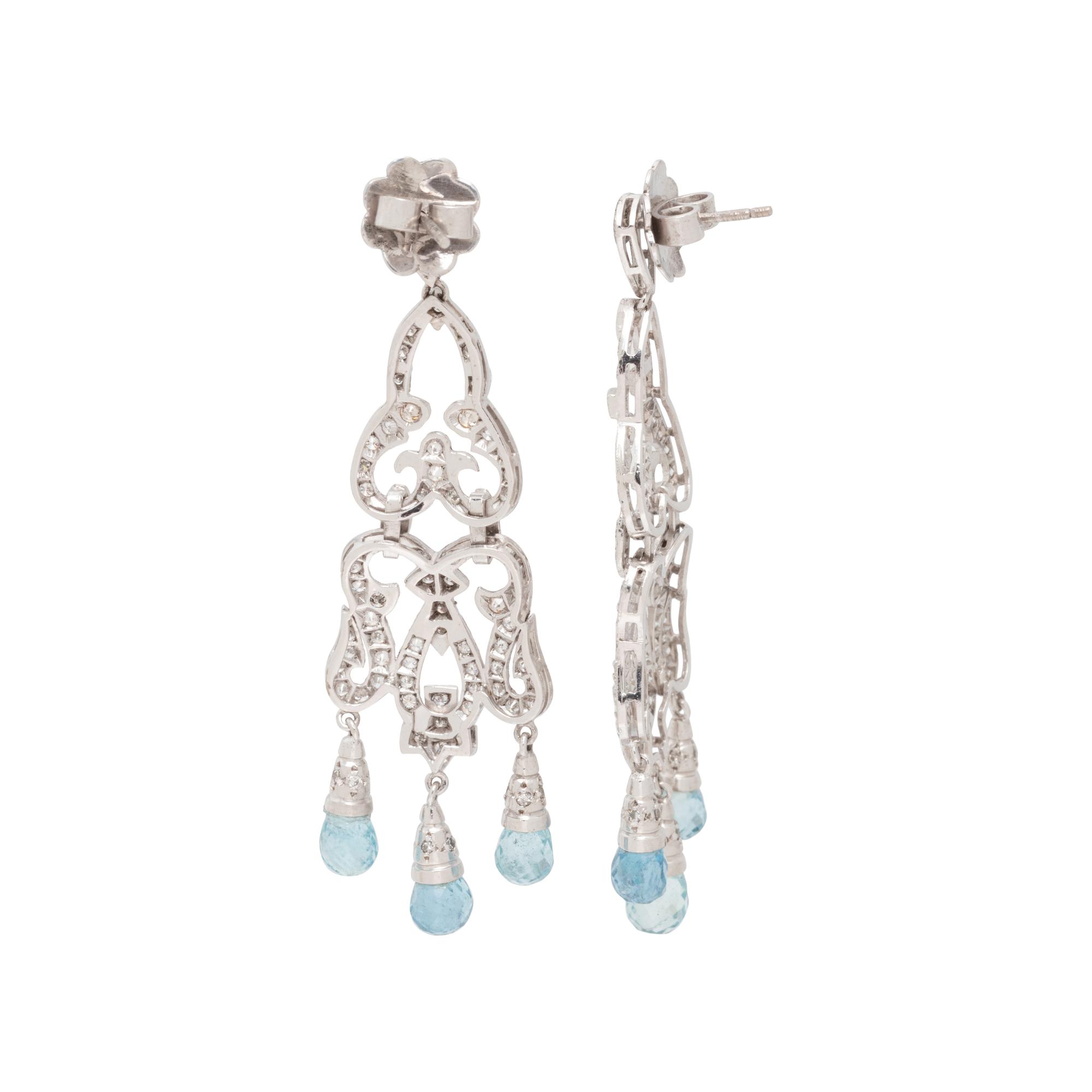 DIAMOND AND AQUAMARINE EARRINGS