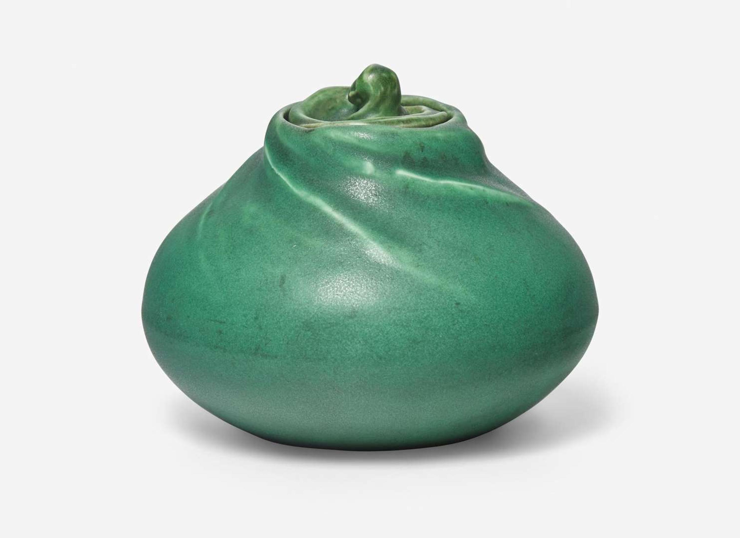 Anna Marie Valentien for Rookwood Pottery, Modeled Mat Z-line Inkwell