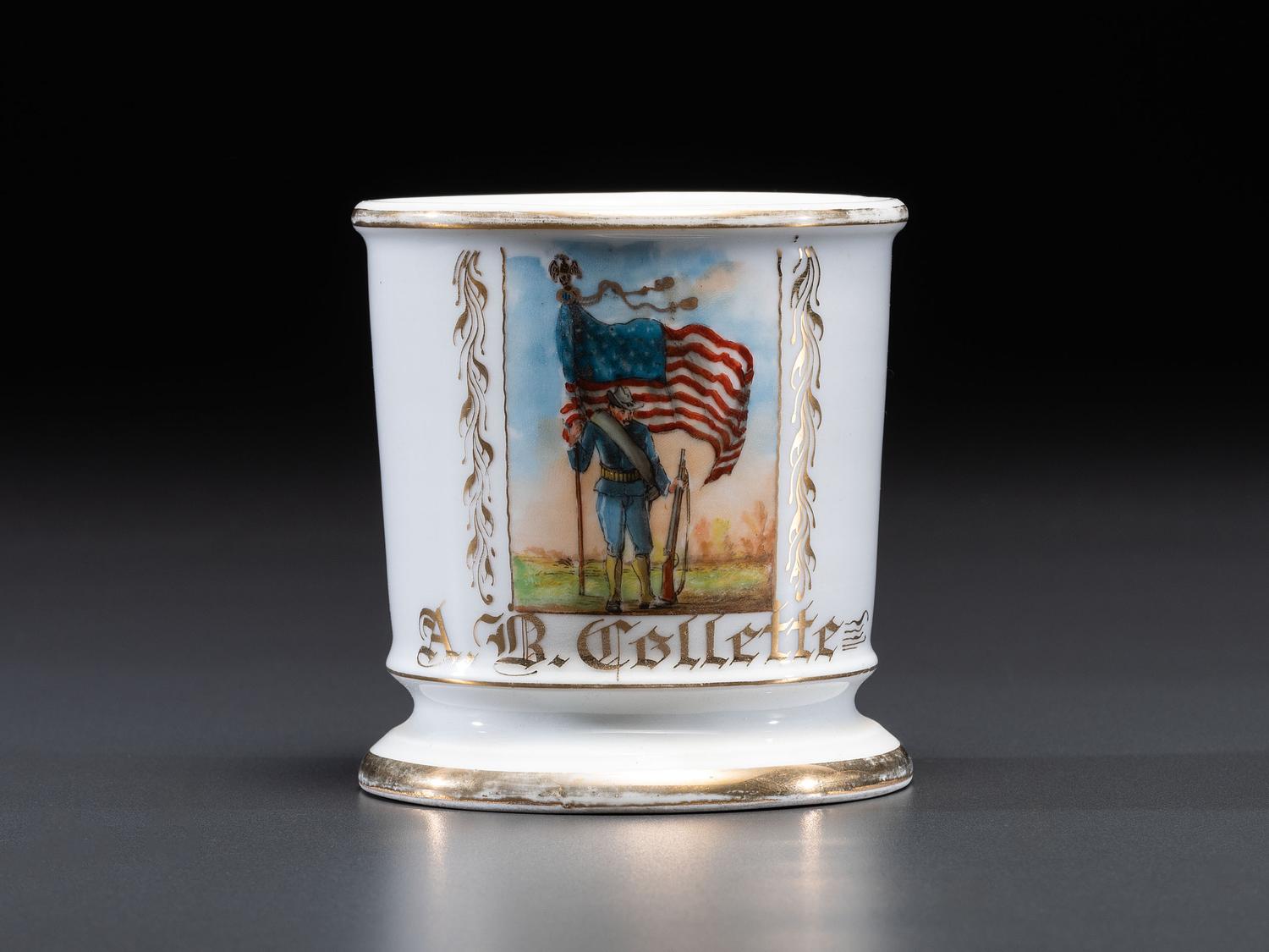 A Civil War Confederate Veteran's Porcelain Shaving Mug