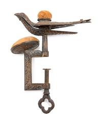 A Sewing Machine-Form Spool Winder and a Brass Sewing Bird