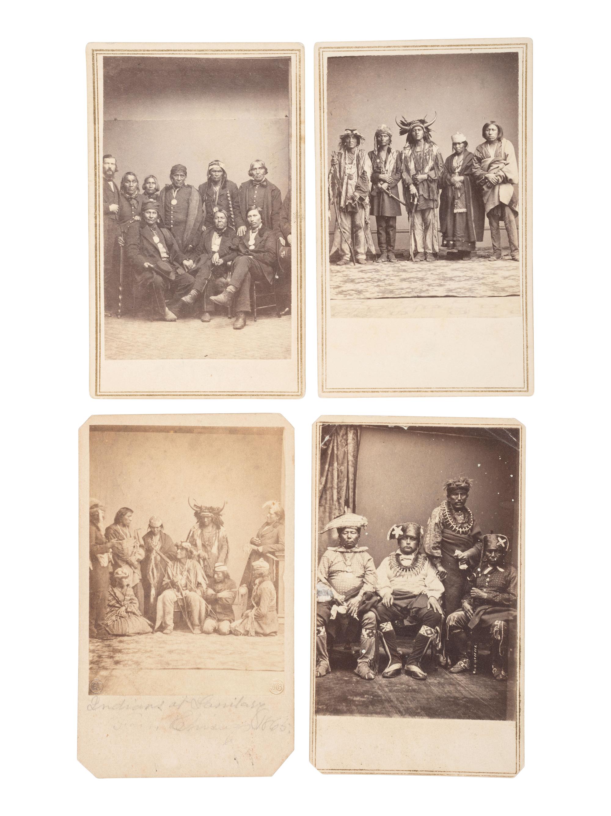 BRADY, Mathew (1822-1896), photographer. A group of 4 CDVs of Native American delegations, incl. Ojibwe and Sac and Fox Indians.