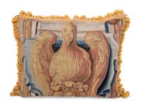 A Brussels Tapestry Pillow with an Eagle