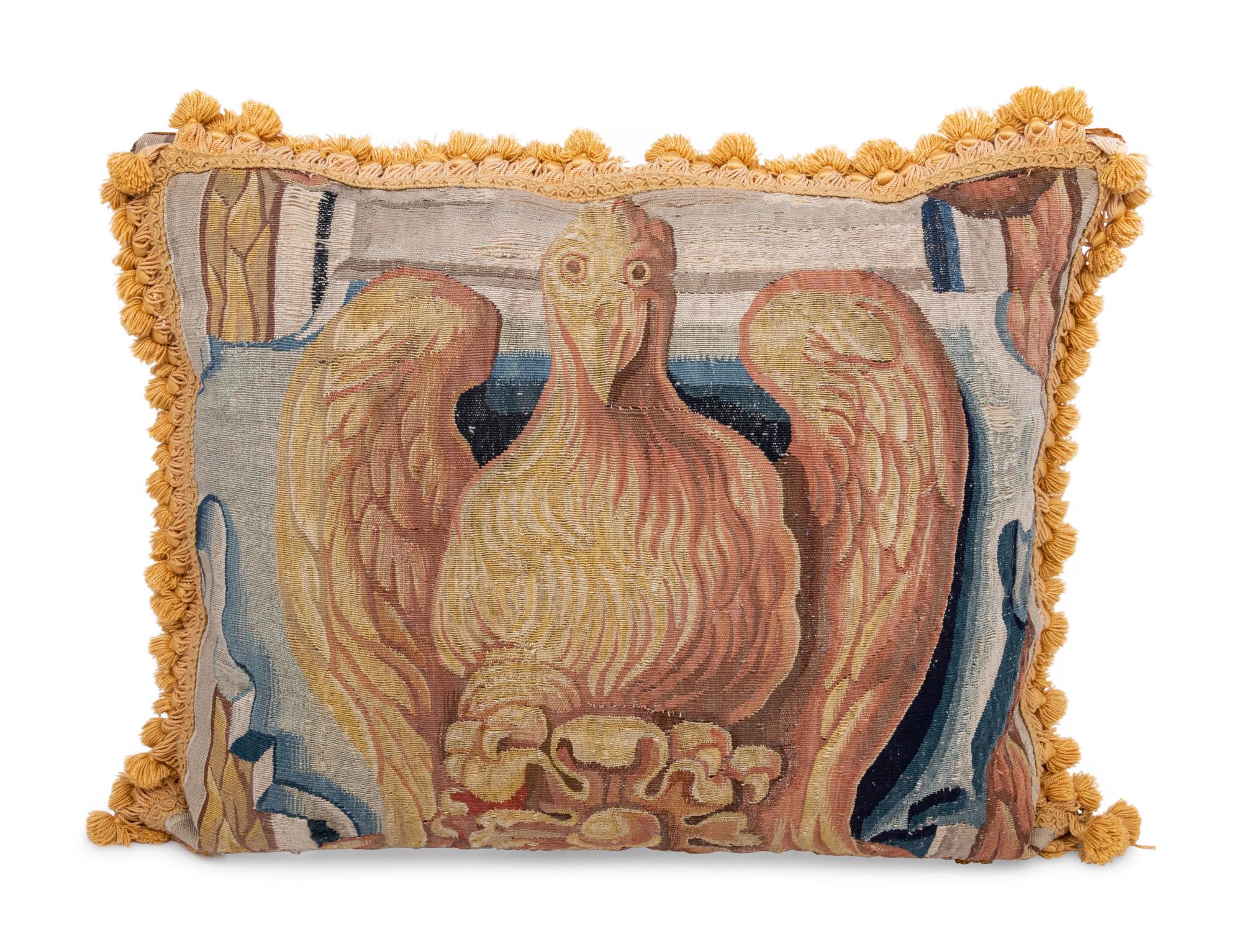 A Brussels Tapestry Pillow with an Eagle