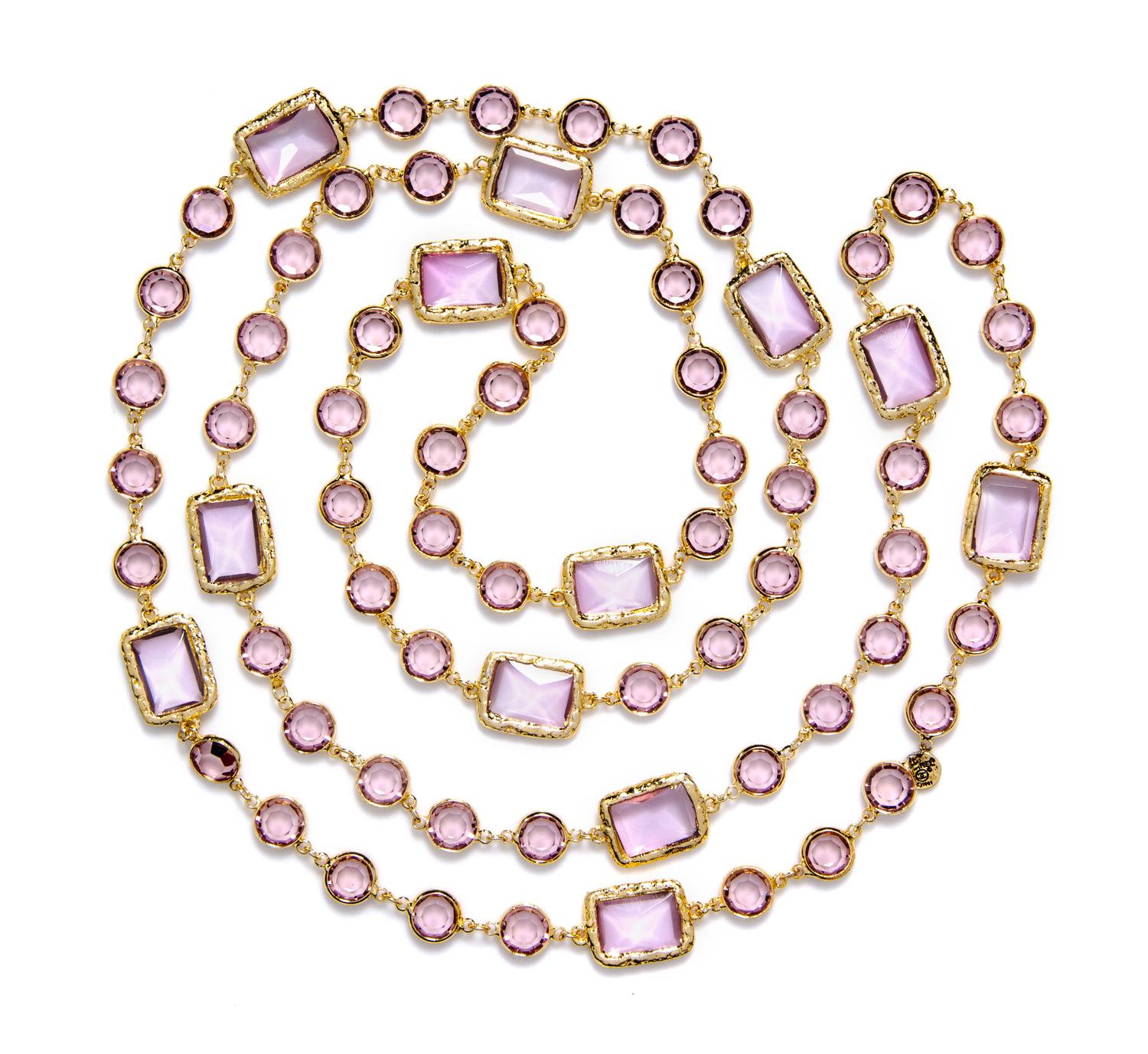 A Chanel Pale Amethyst Crystal Chiclet Sautoir.