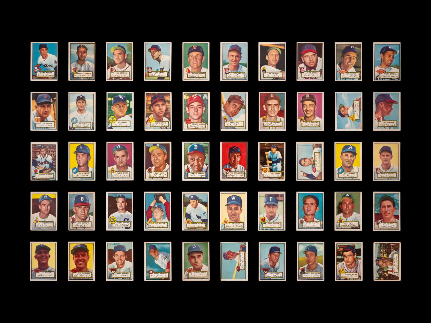A Near Set of 1952 Topps Baseball Cards (371/407) Featuring Over 60 High Numbers