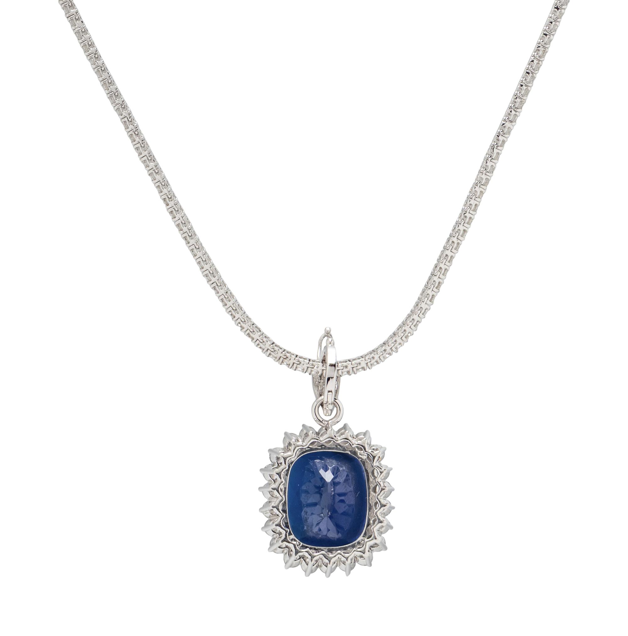 TANZANITE AND DIAMOND PENDANT NECKLACE