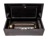 A Swiss Marquetry Cylinder Music Box