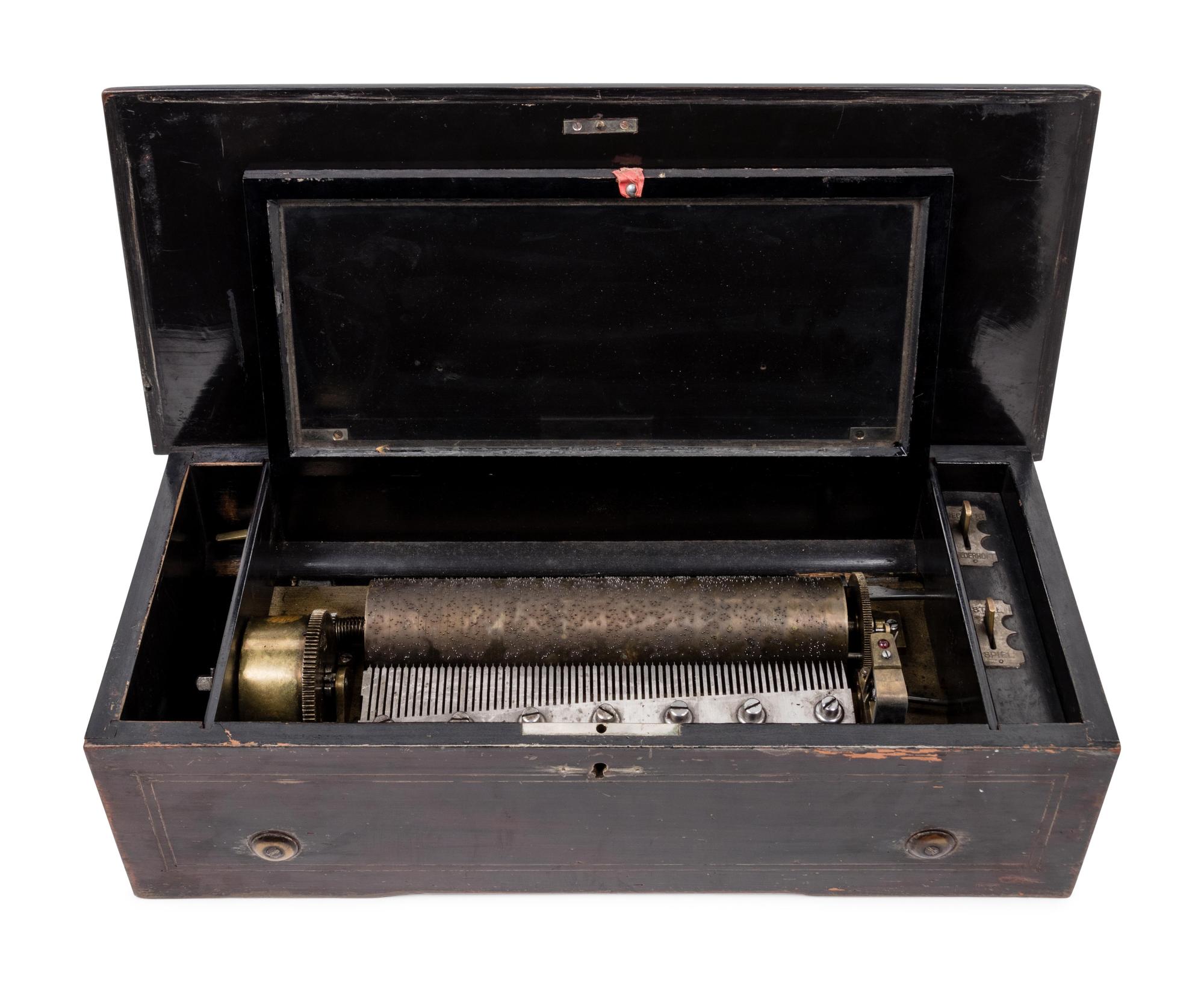 A Swiss Marquetry Cylinder Music Box