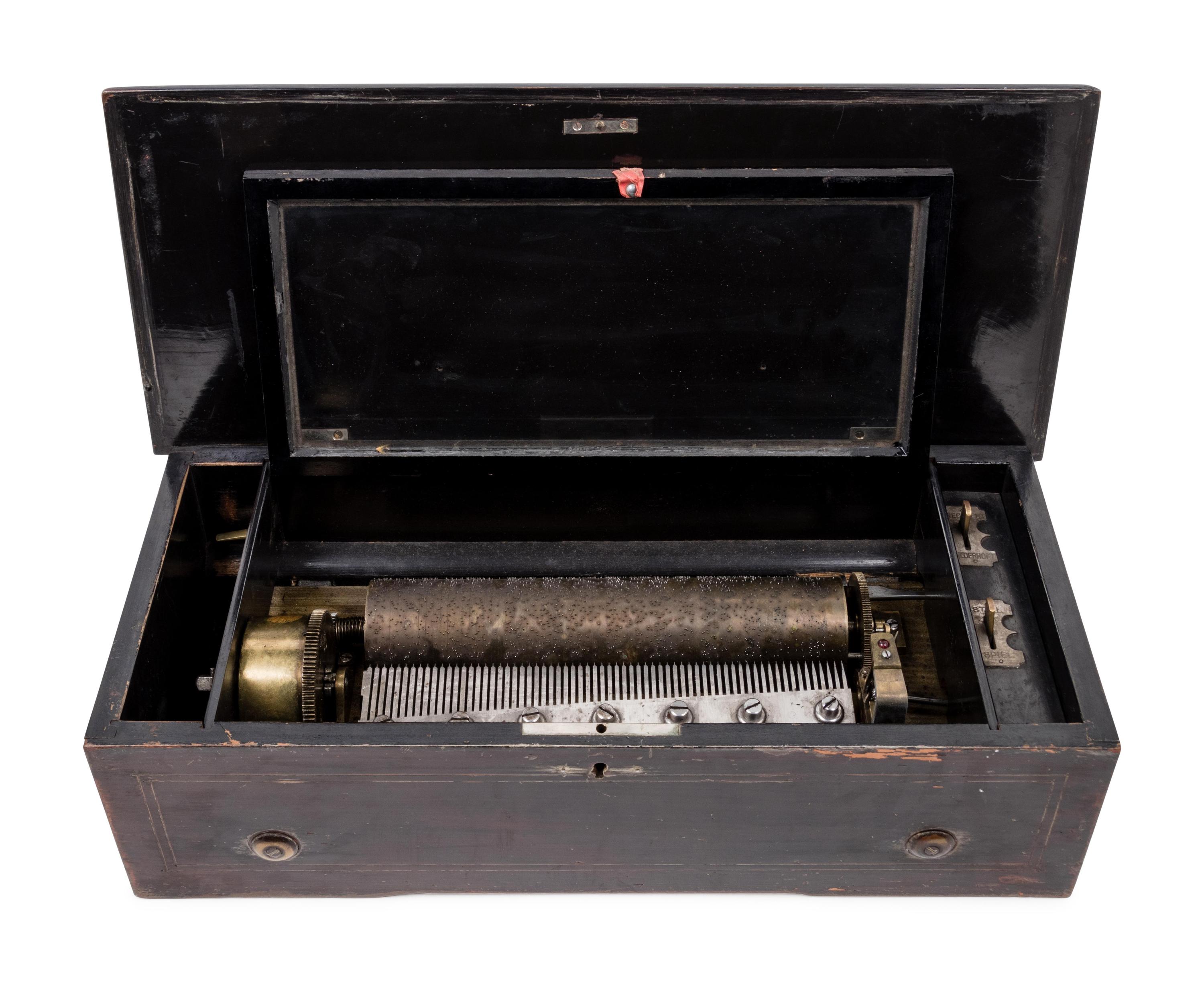A Swiss Marquetry Cylinder Music Box