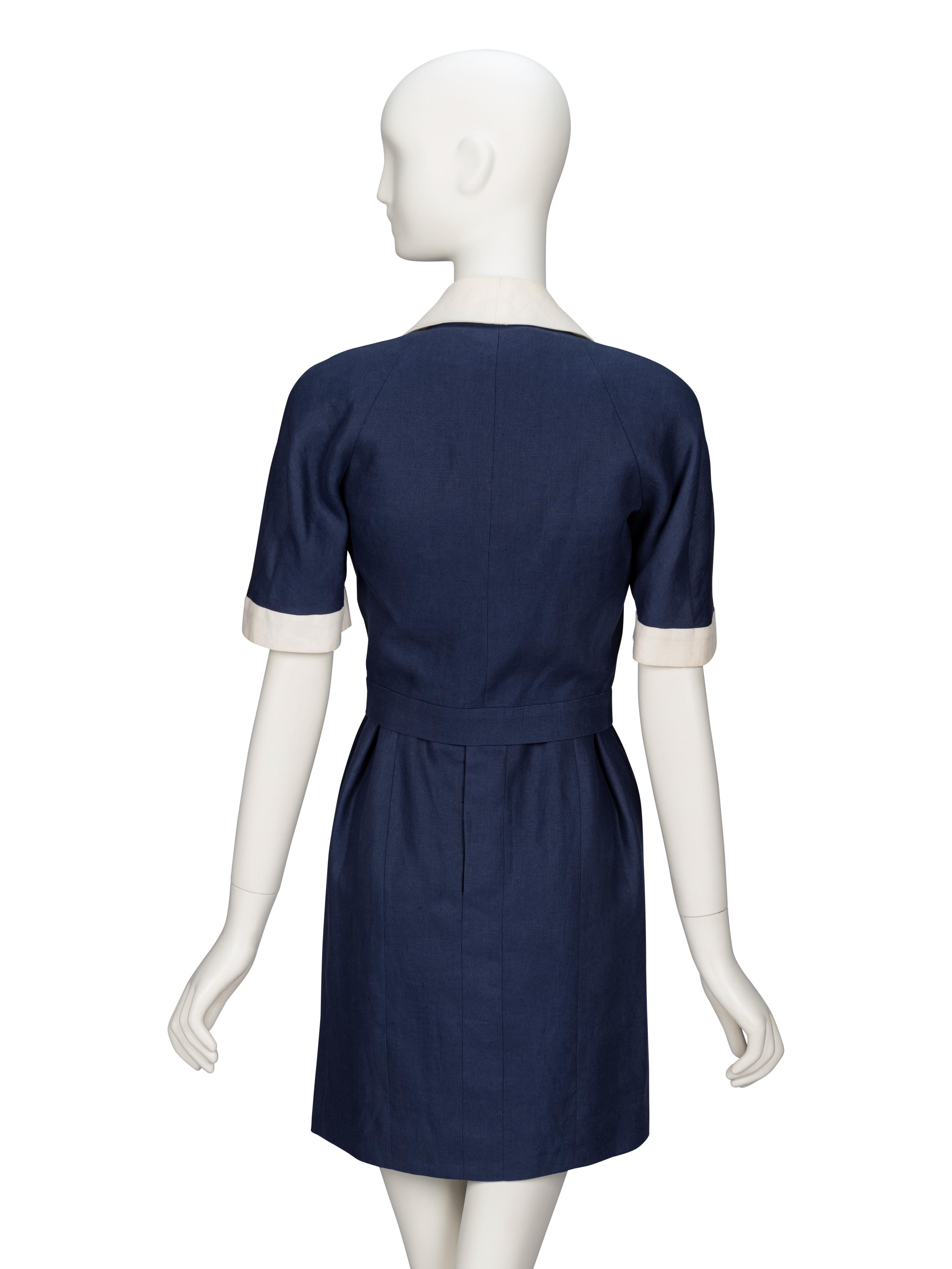 Chanel, Navy Linen Dress Suit