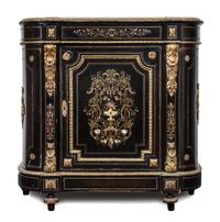 A Napoleon III Gilt Metal Mounted Console Cabinet Height 44 x width 44 x depth 16 1/2 inches. — 19TH CENTURY