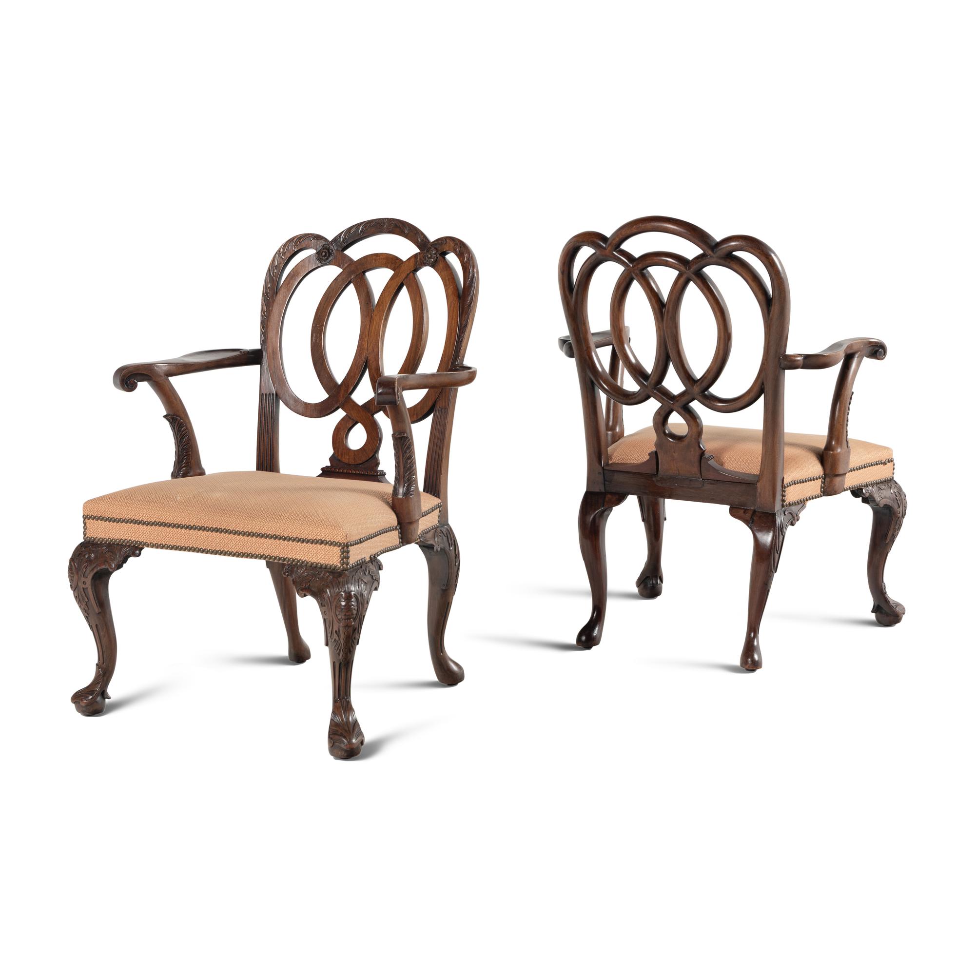 A Pair of Continental Mahogany Armchairs