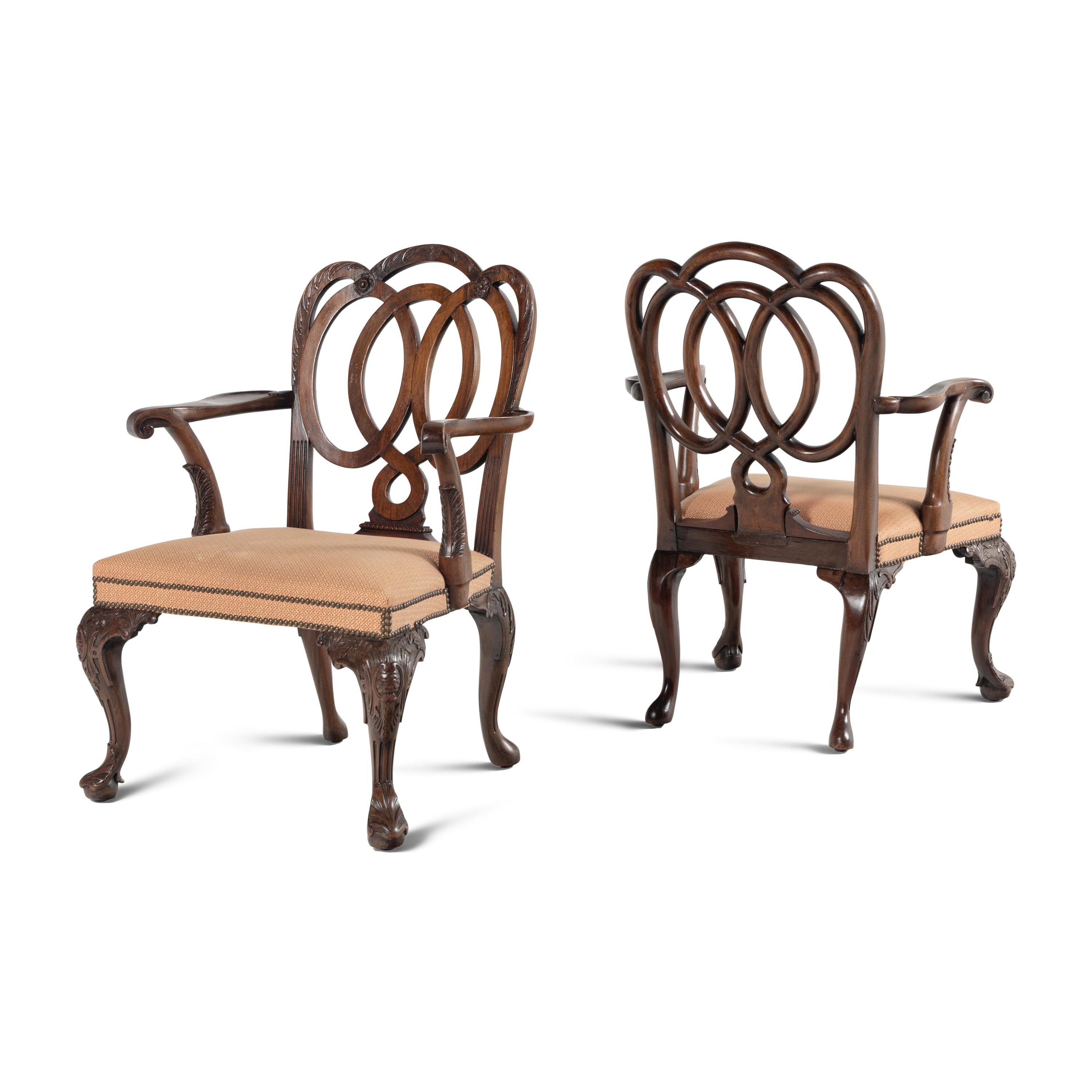 A Pair of Continental Mahogany Armchairs
