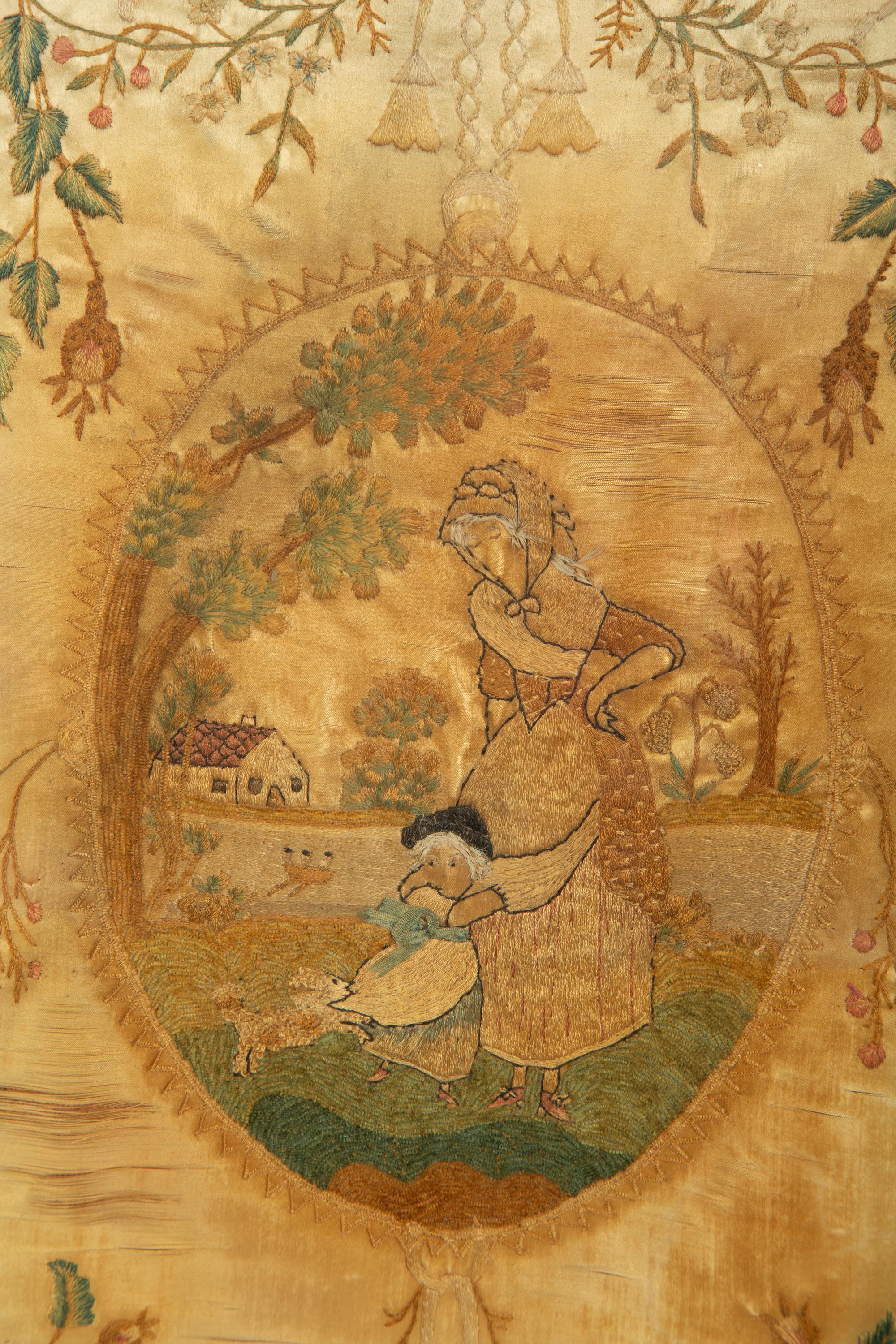 Four Needlework and Silk Pictures