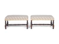A Pair of Baroque-Style Turned Walnut Window Benches