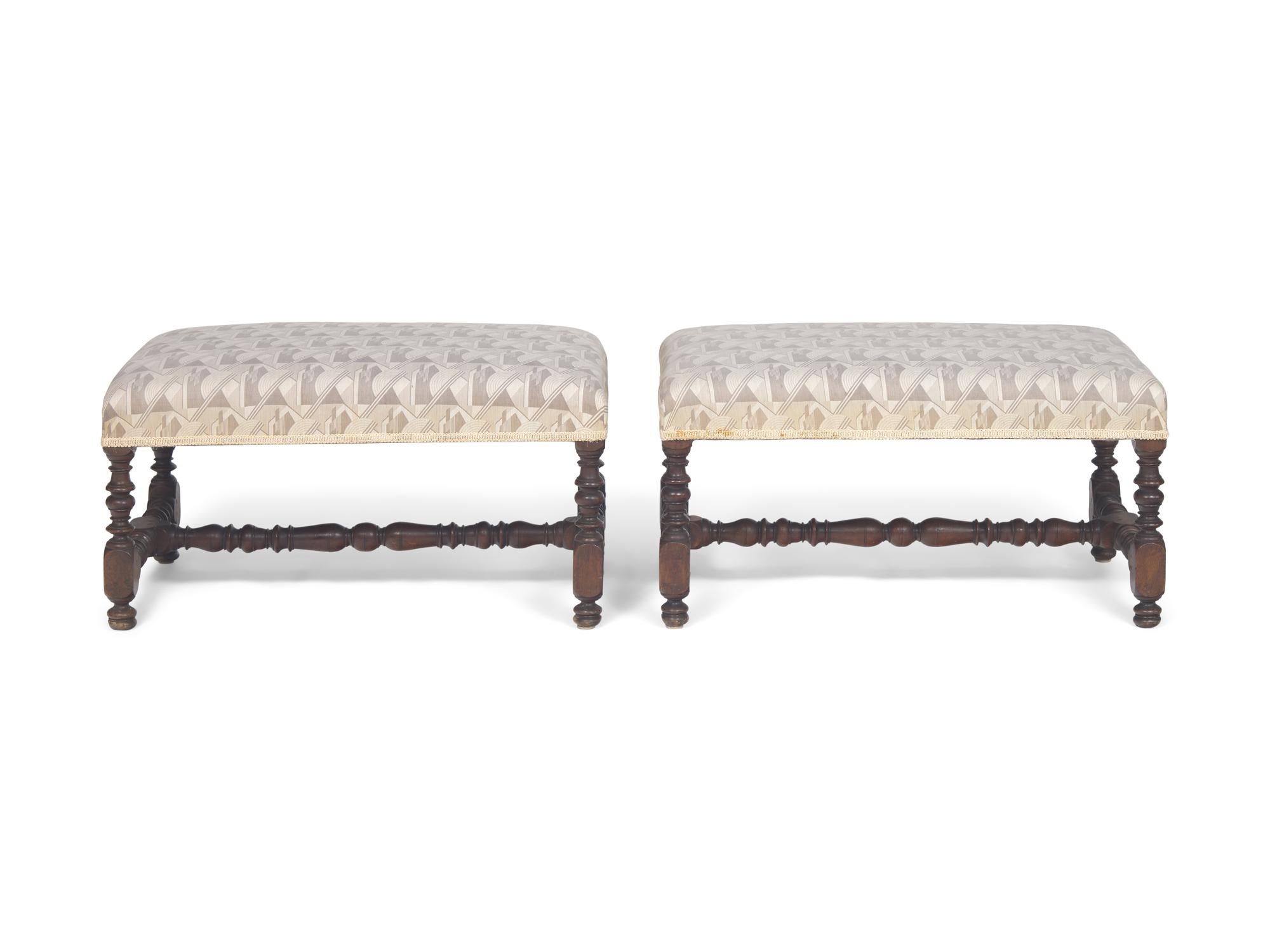 A Pair of Baroque-Style Turned Walnut Window Benches