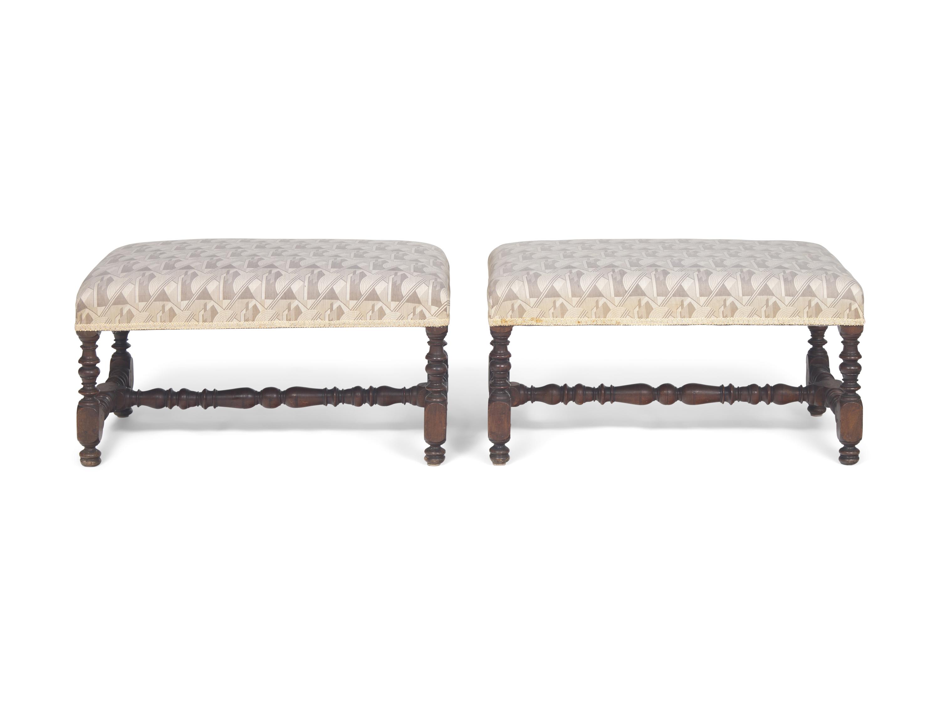 A Pair of Baroque-Style Turned Walnut Window Benches