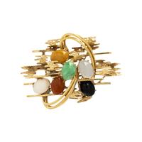 Yellow Gold and Jade Brooch