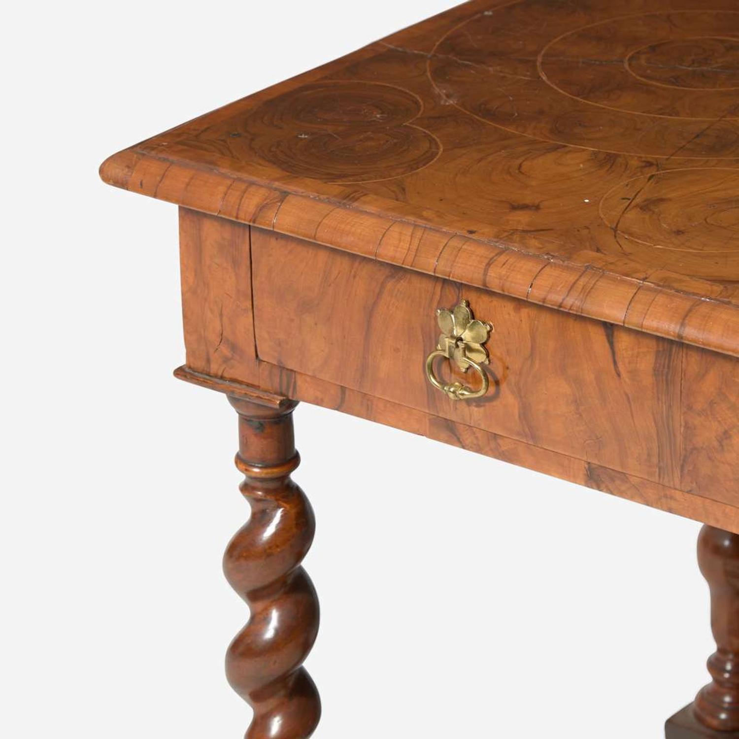 A William & Mary oyster-veneered walnut side table circa 1700