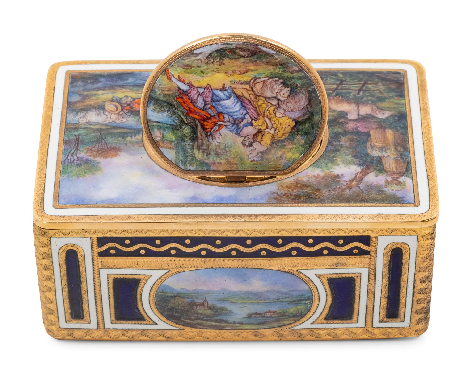A Continental Enameled Singing Bird Automaton Box