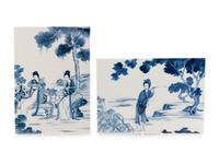 A Pair of Chinese Blue and White Porcelain Plaques