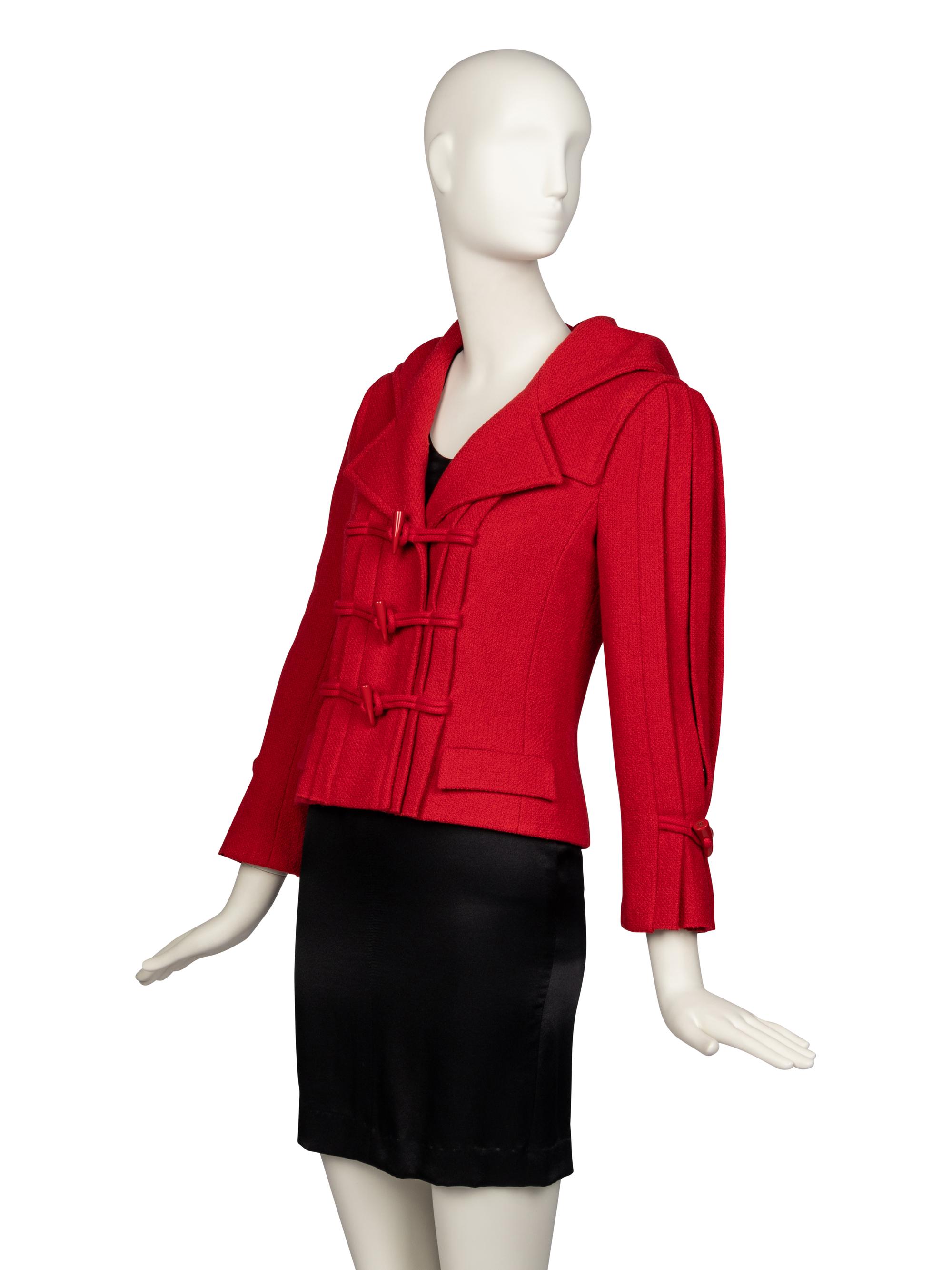 Chanel Red Wool Duffle Jacket, 2006