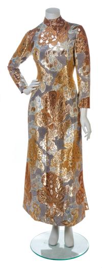 A Pauline Trigere Gold and Silver Jacquard Gown,