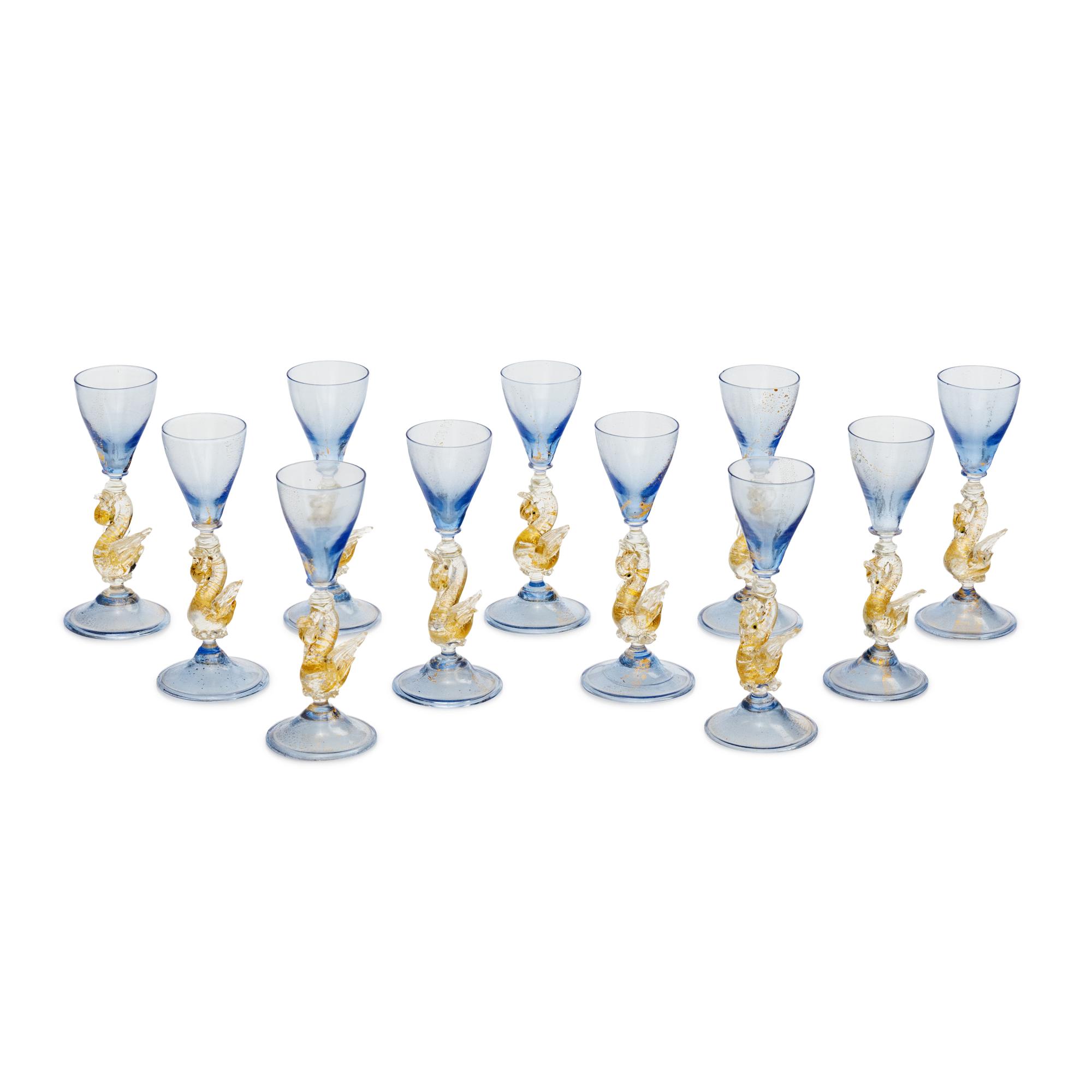 A Set of Eleven Murano Glass Cordials