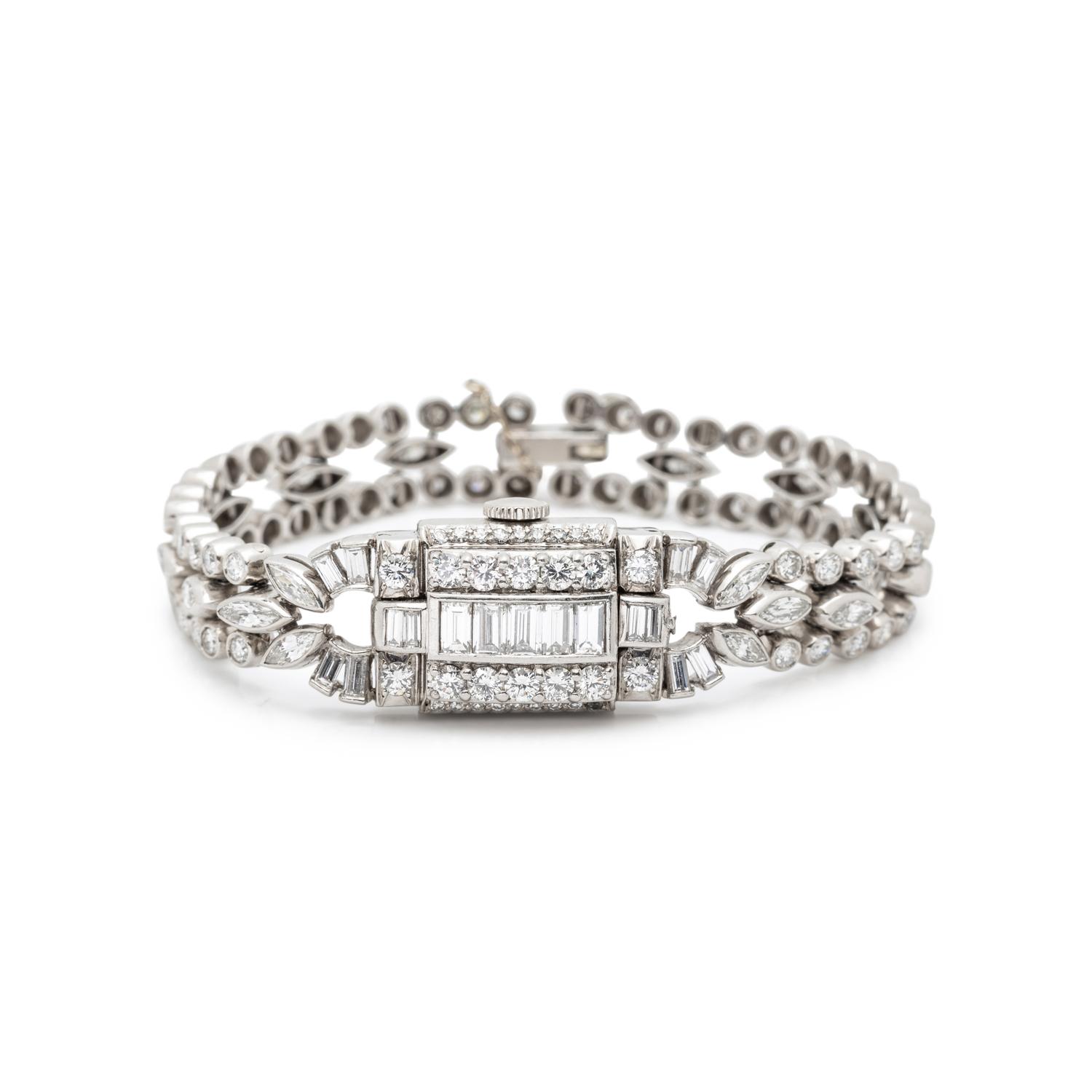 HAMILTON, PLATINUM AND DIAMOND SURPRISE WATCH