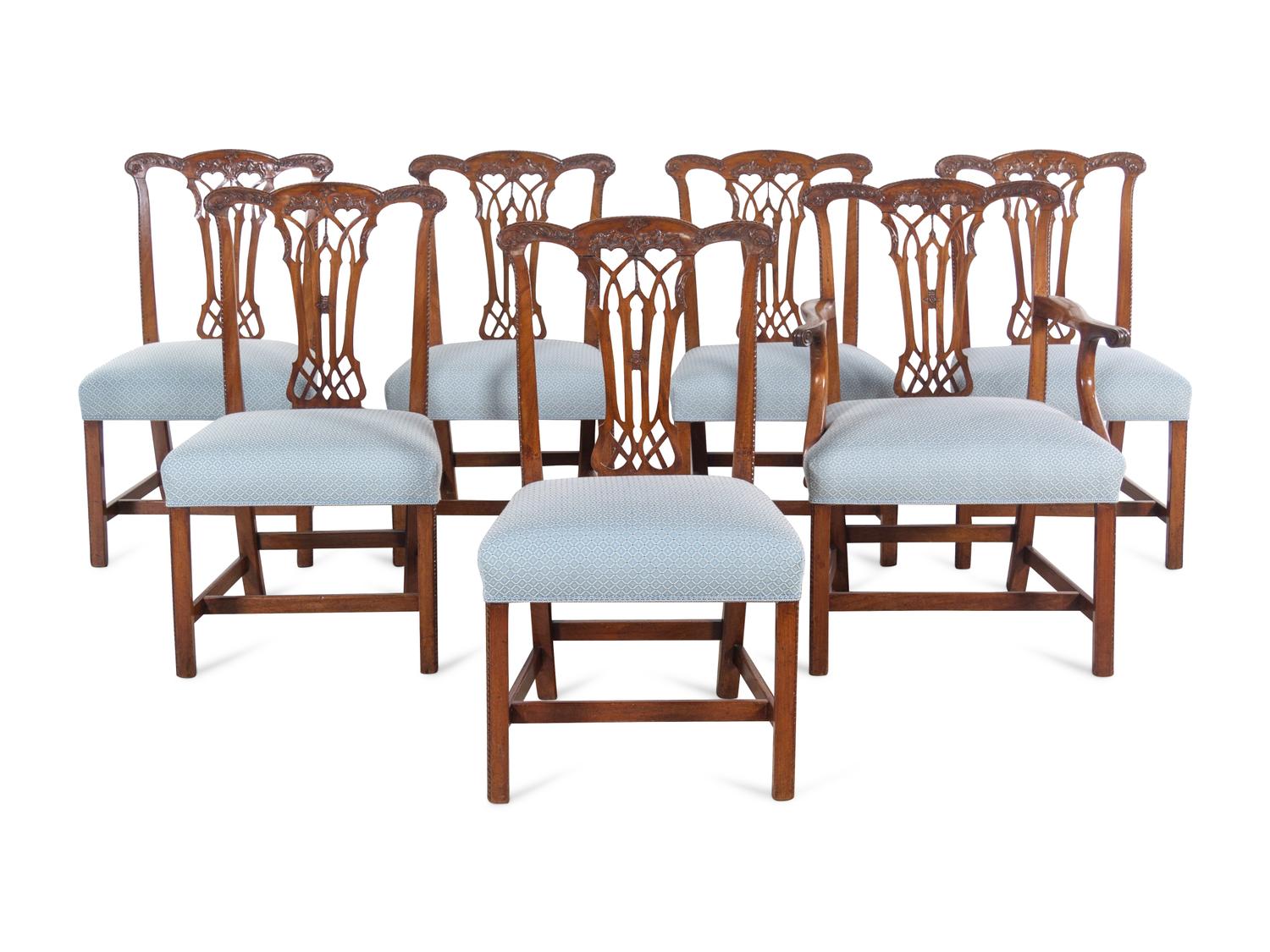 A Set of Eight George III Style Mahogany Dining Chairs