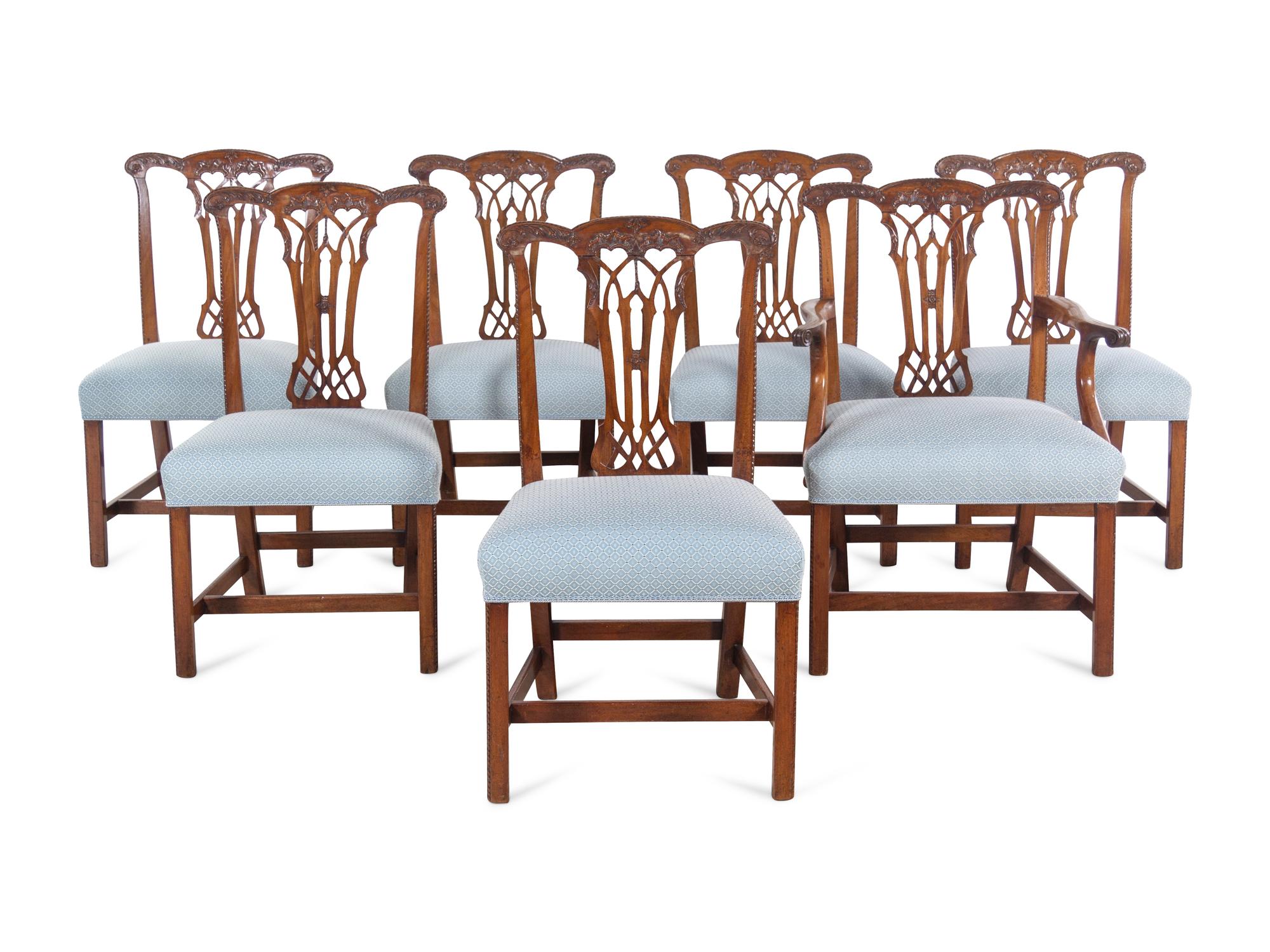 A Set of Eight George III Style Mahogany Dining Chairs