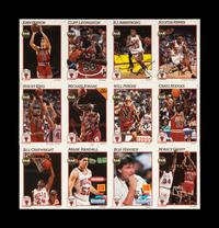 A Chicago Bulls Signed Uncut Sheet of 1992 NBA Hoops Basketball Cards Featuring Michael Jordan and Scottie Pippen (Beckett Authentication Services Letter),