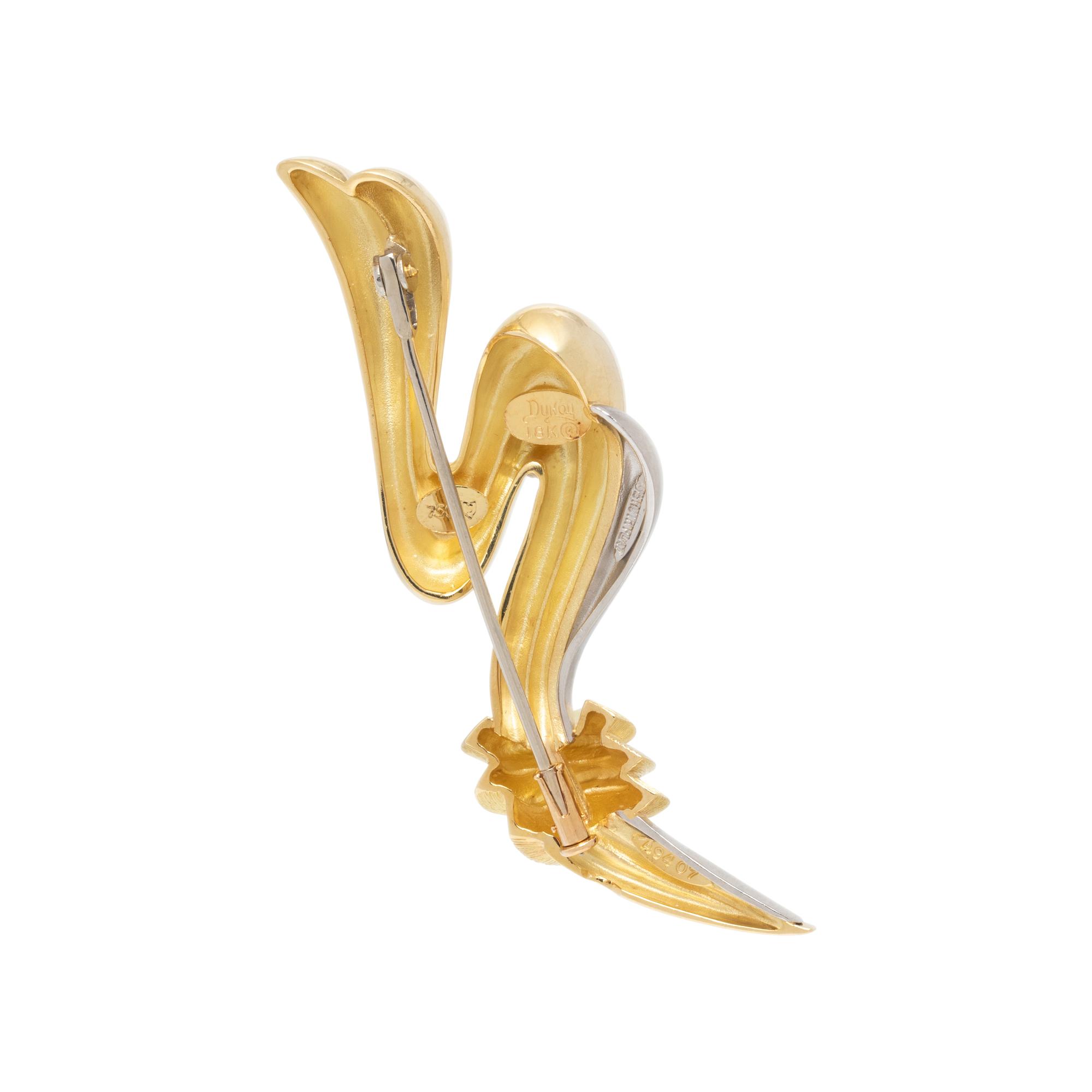HENRY DUNAY, YELLOW GOLD AND PLATINUM BROOCH