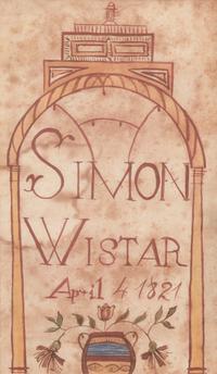 A Fraktur Bookplate Drawing for Simon Wistar, dated "April 4, 1821"