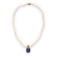 Cultured Pearl and Tanzanite Necklace